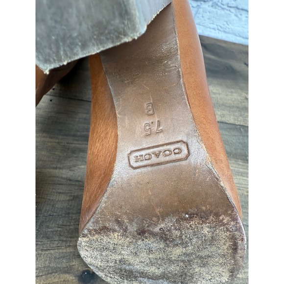 Coach Therese Brown Leather Knee High Boots Tassel Zip Heel Women's 7.5B - Picture 7 of 16